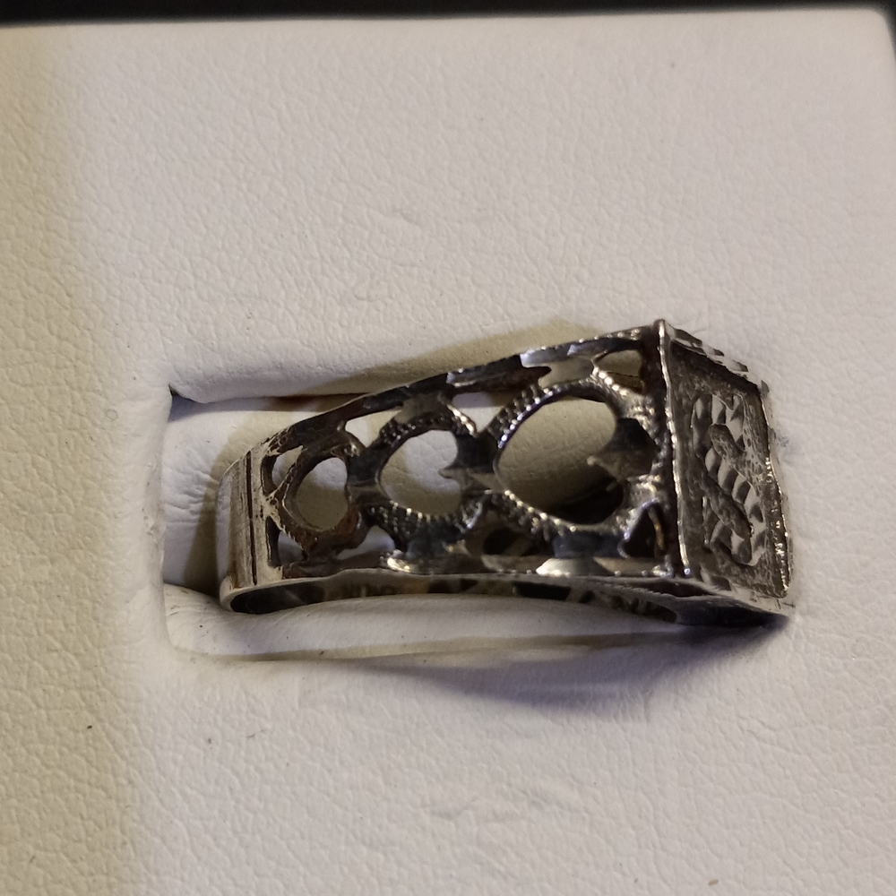 Sterling Silver "S" Initial Men's Ring - image 2